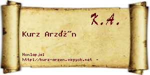 Kurz Arzén névjegykártya